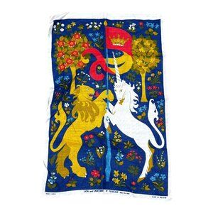 LION & UNICORN Ulster Irish Linen Tea Towel 20"X30.75" Ireland Never Used Crisp